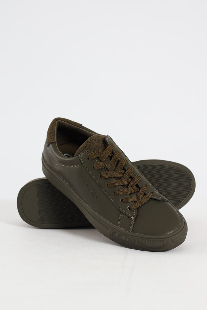 Atlas Plain Lace Up Sneaker - Olive