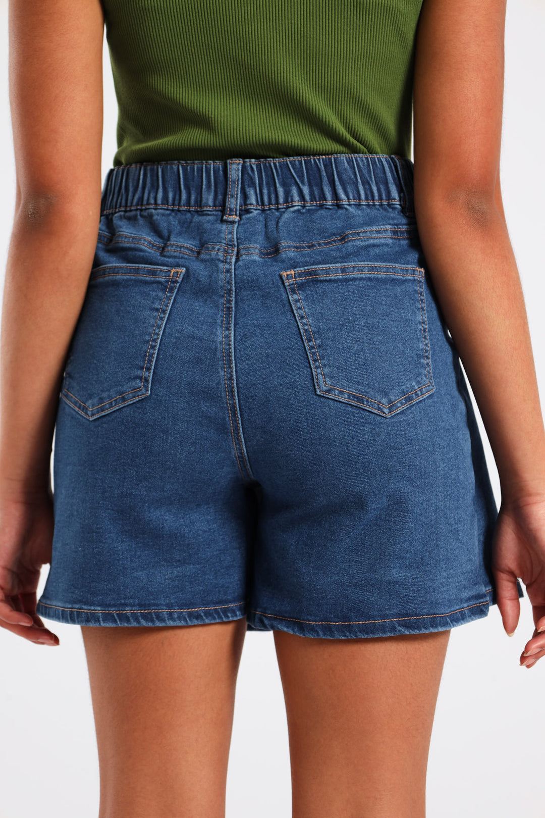 Girls Denim Pleated Skort - Mid Wash
