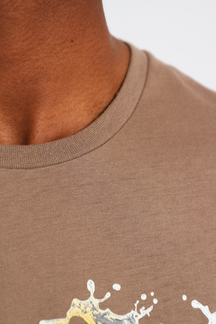 Boys Street Chimp Print Tee - Brown