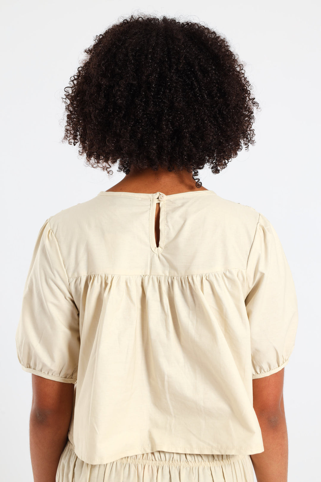 Girls Shirring Top - Stone