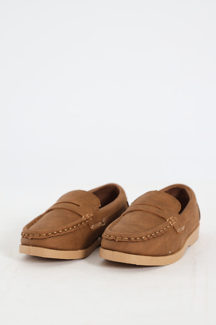 Pre-Boys Moccasin Slip On - Brown