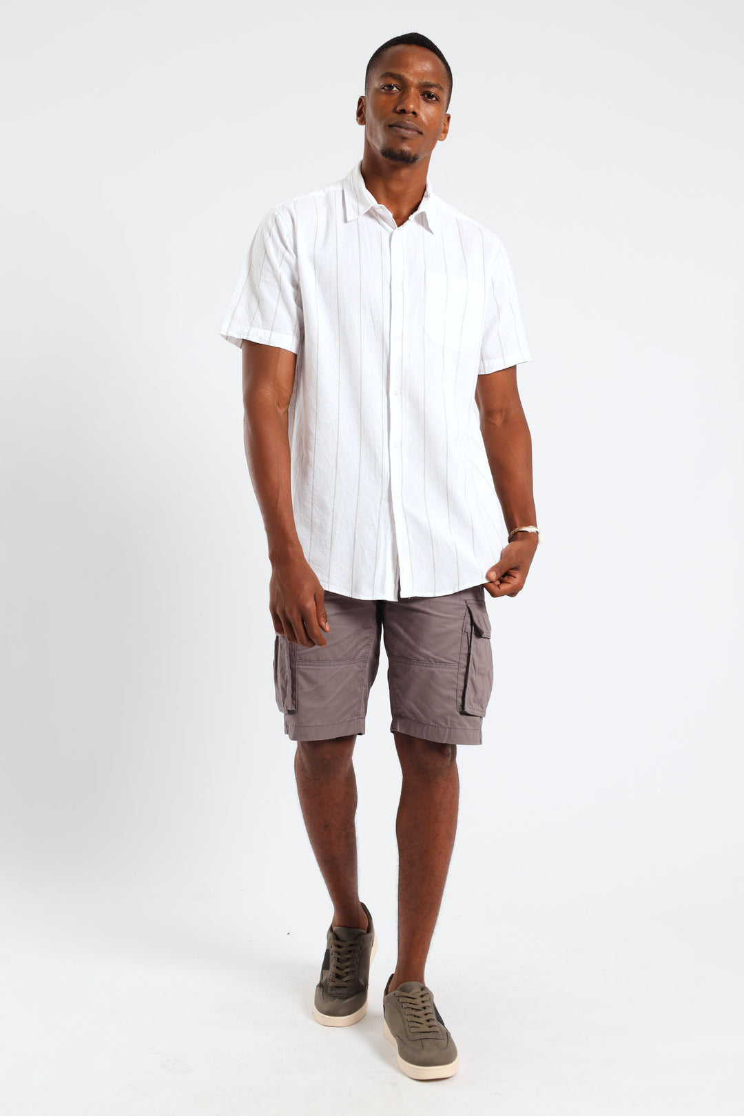 Short Sleeve Stripe Shirt - Ecru