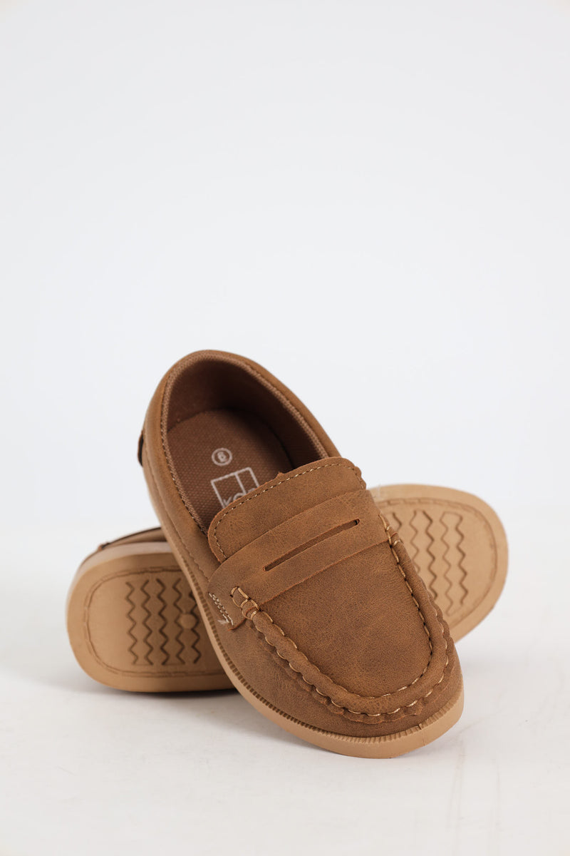 Pre-Boys Moccasin Slip On - Brown