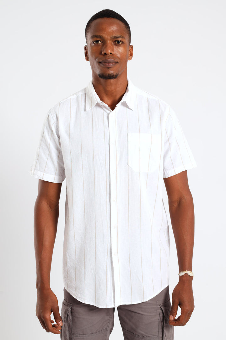 Short Sleeve Stripe Shirt - Ecru