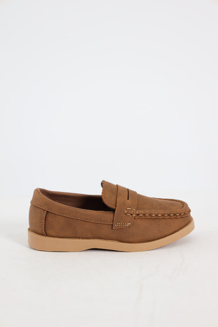 Pre-Boys Moccasin Slip On - Brown