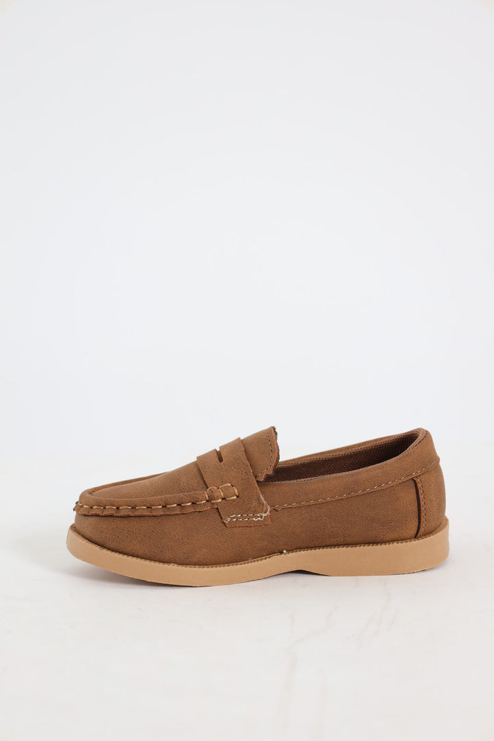 Pre-Boys Moccasin Slip On - Brown