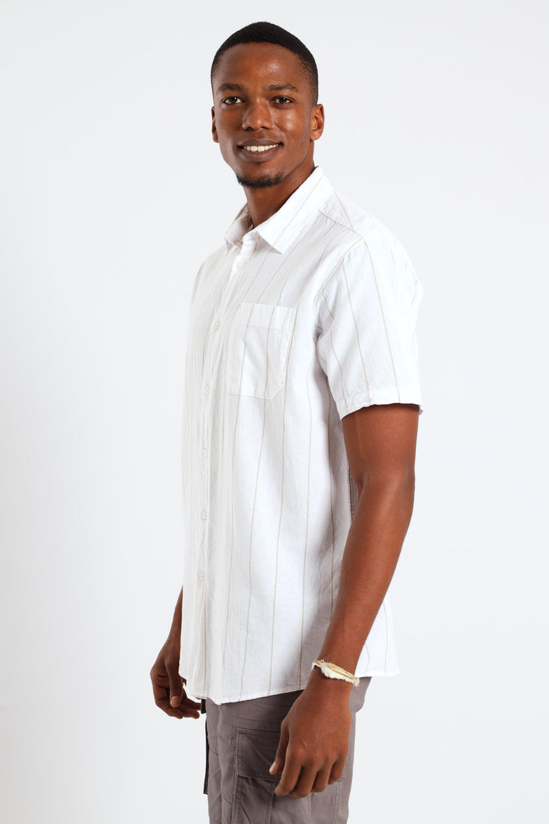 Short Sleeve Stripe Shirt - Ecru
