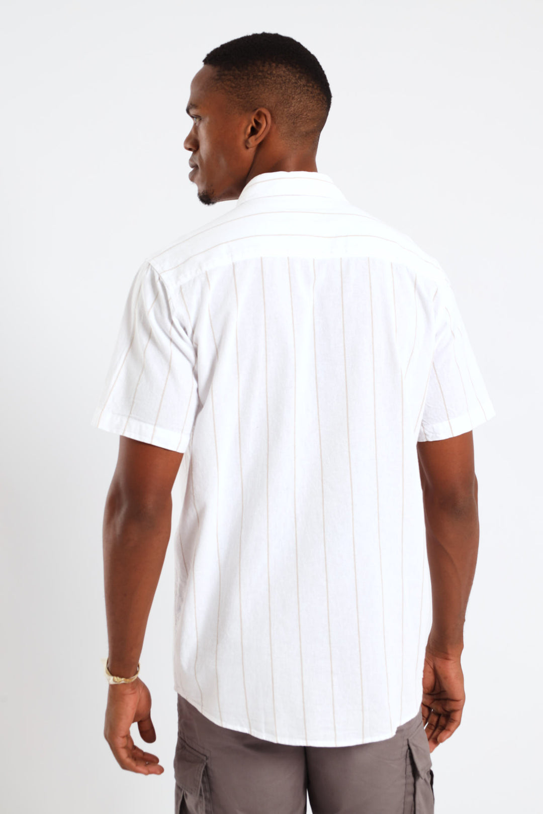 Short Sleeve Stripe Shirt - Ecru