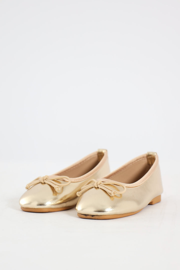 Pre-Girls Gold Square Toe Pump - Gold