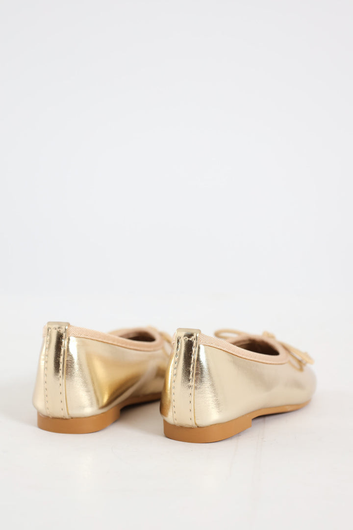 Pre-Girls Gold Square Toe Pump - Gold