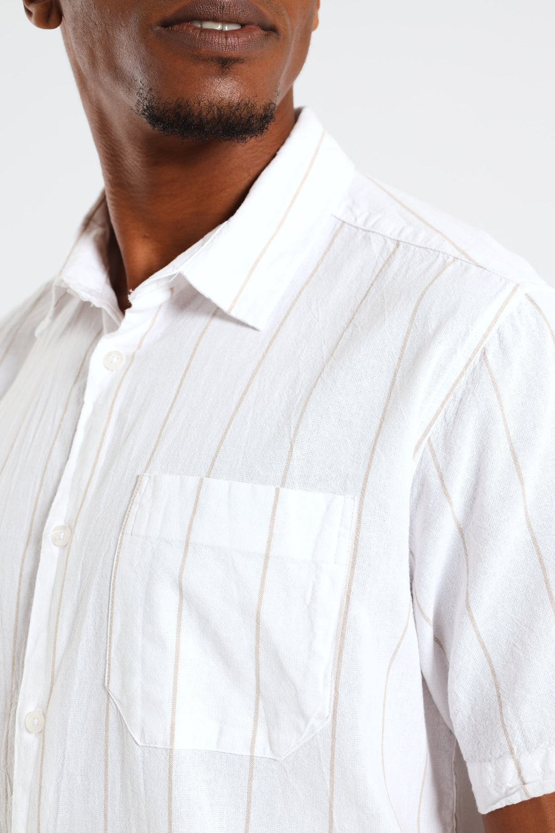 Short Sleeve Stripe Shirt - Ecru