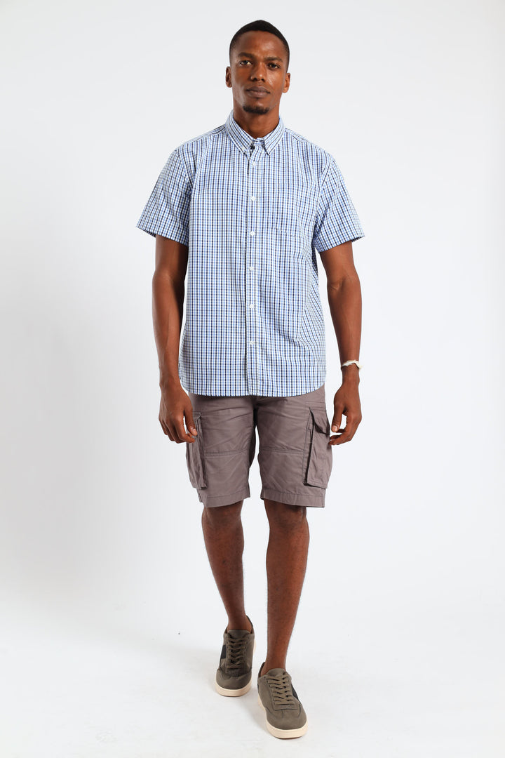 Check Button Down Shirt - White/Blue