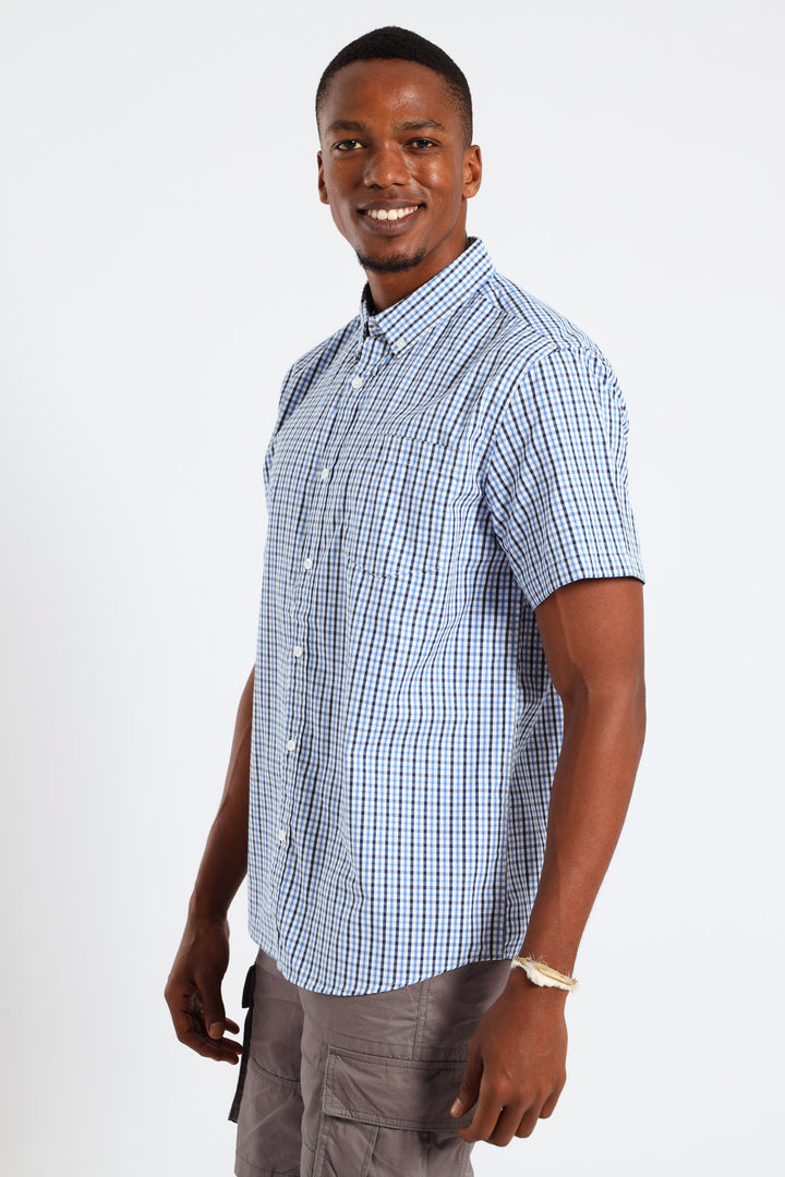 Check Button Down Shirt - White/Blue