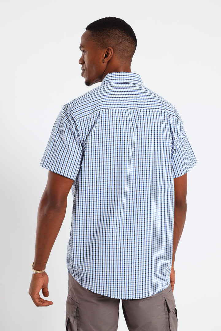 Check Button Down Shirt - White/Blue