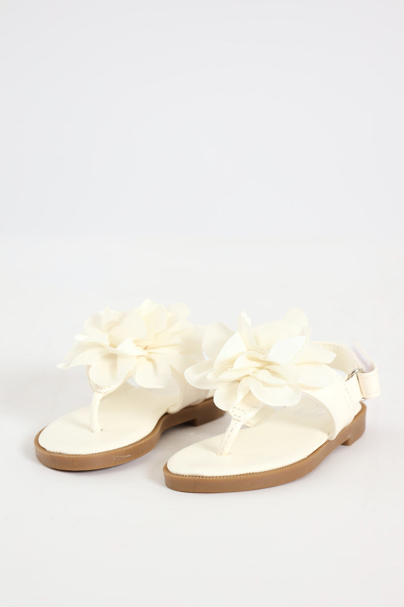 Pre-Girls Flower Thong Sandal - Ecru