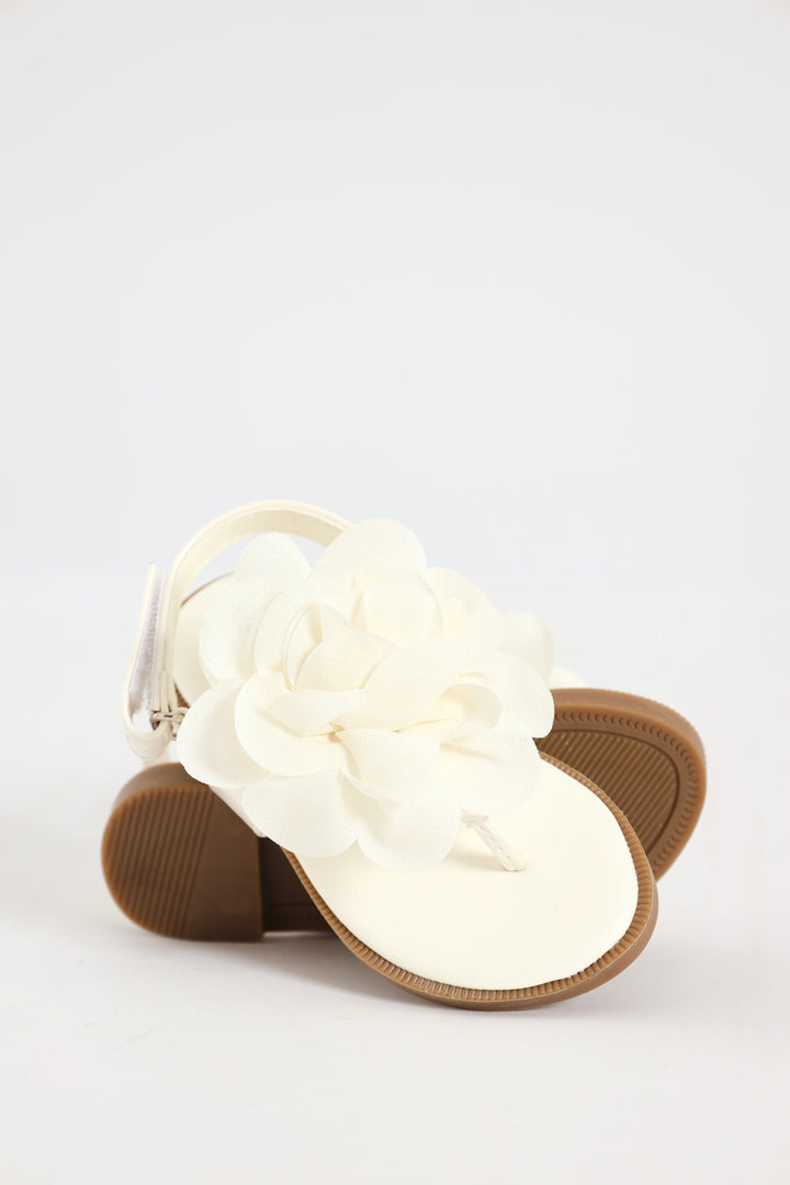 Pre-Girls Flower Thong Sandal - Ecru