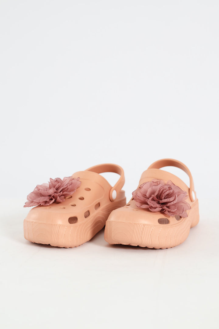 Bumper With Floral Detail Clog - Mink