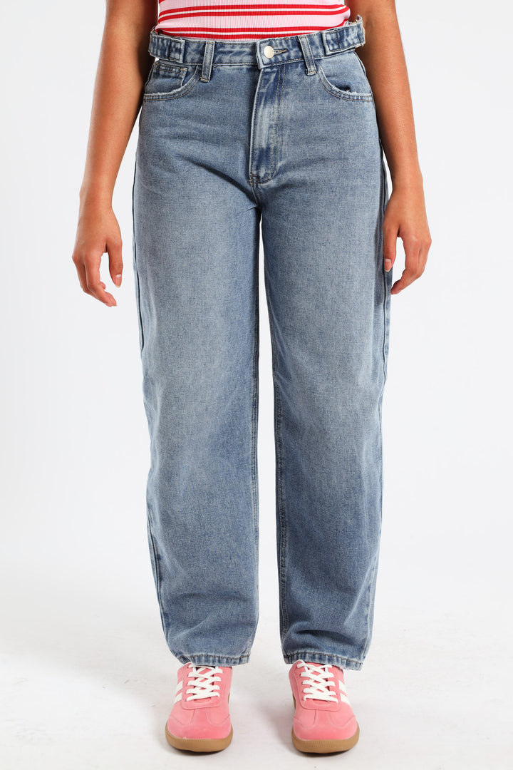 Girls Balloon Fit Denim - Dark Blue