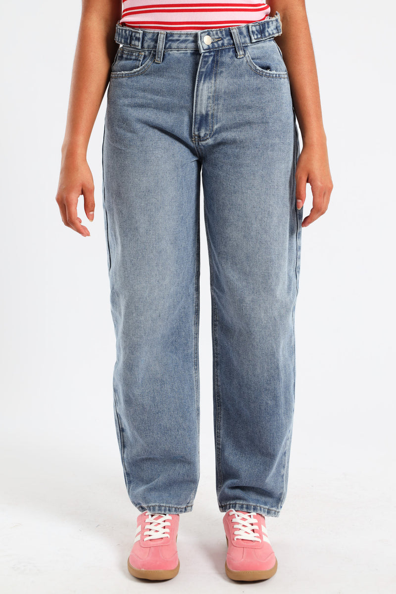 Girls Balloon Fit Denim - Dark Blue