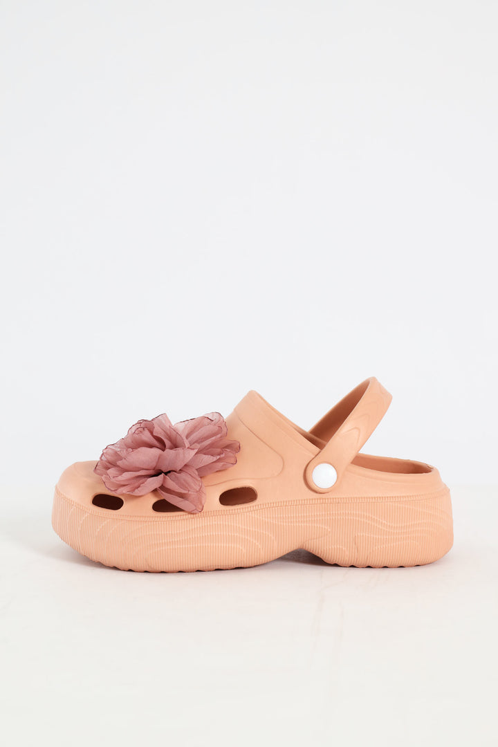 Bumper With Floral Detail Clog - Mink