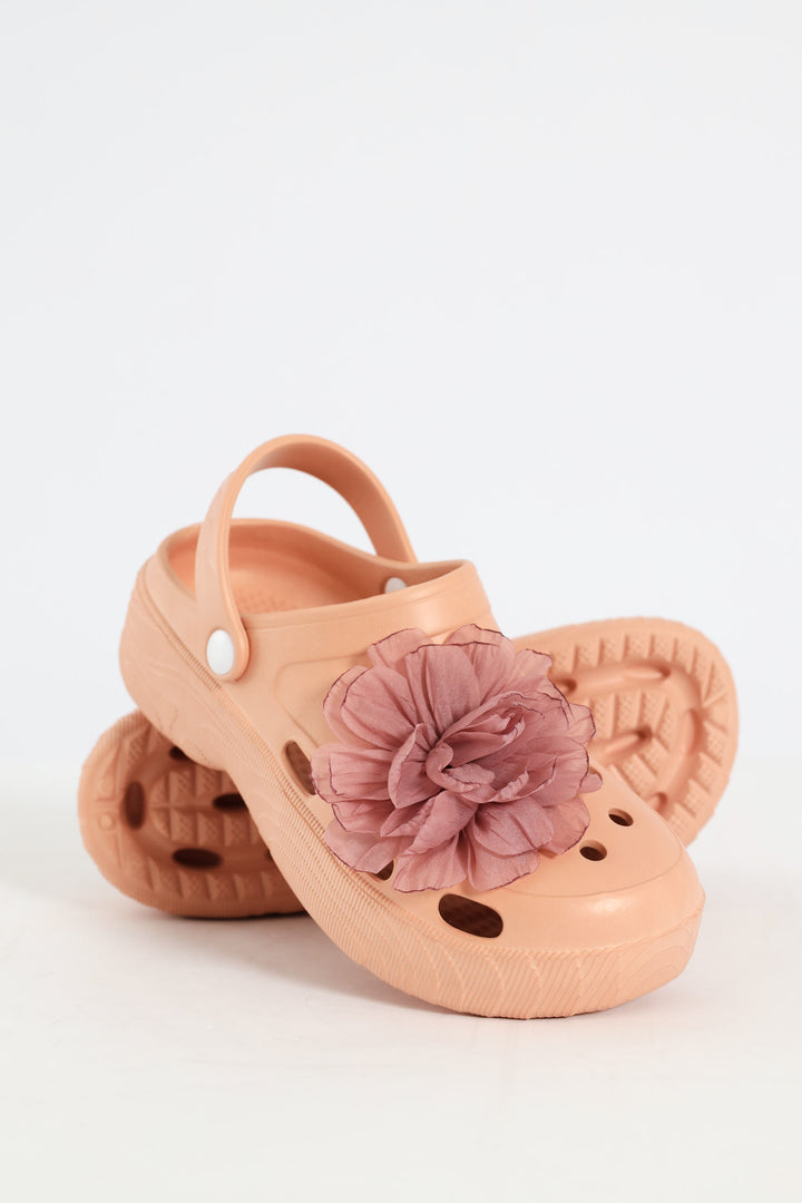 Bumper With Floral Detail Clog - Mink