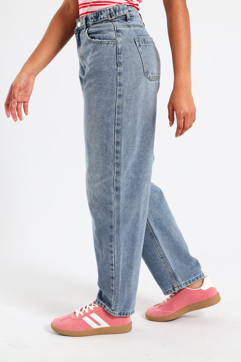 Girls Balloon Fit Denim - Dark Blue