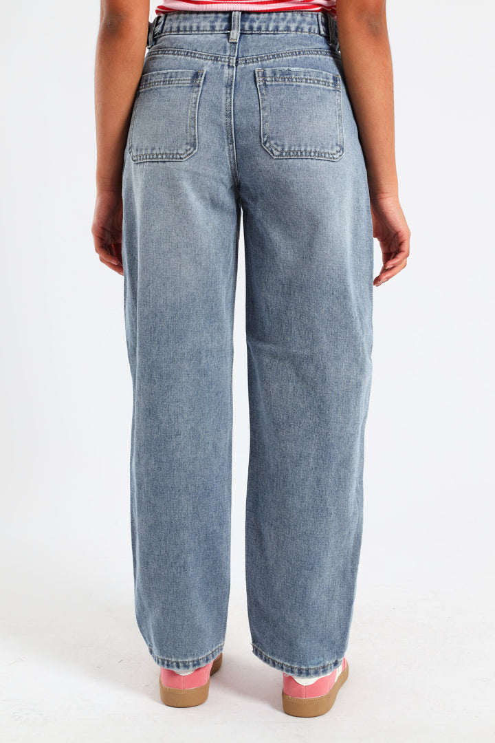 Girls Balloon Fit Denim - Dark Blue