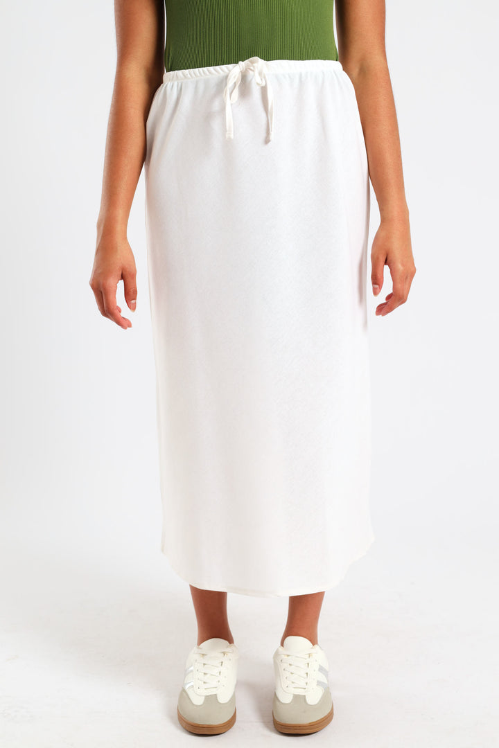 Girls Linen Bias Cut Midi Skirt - White