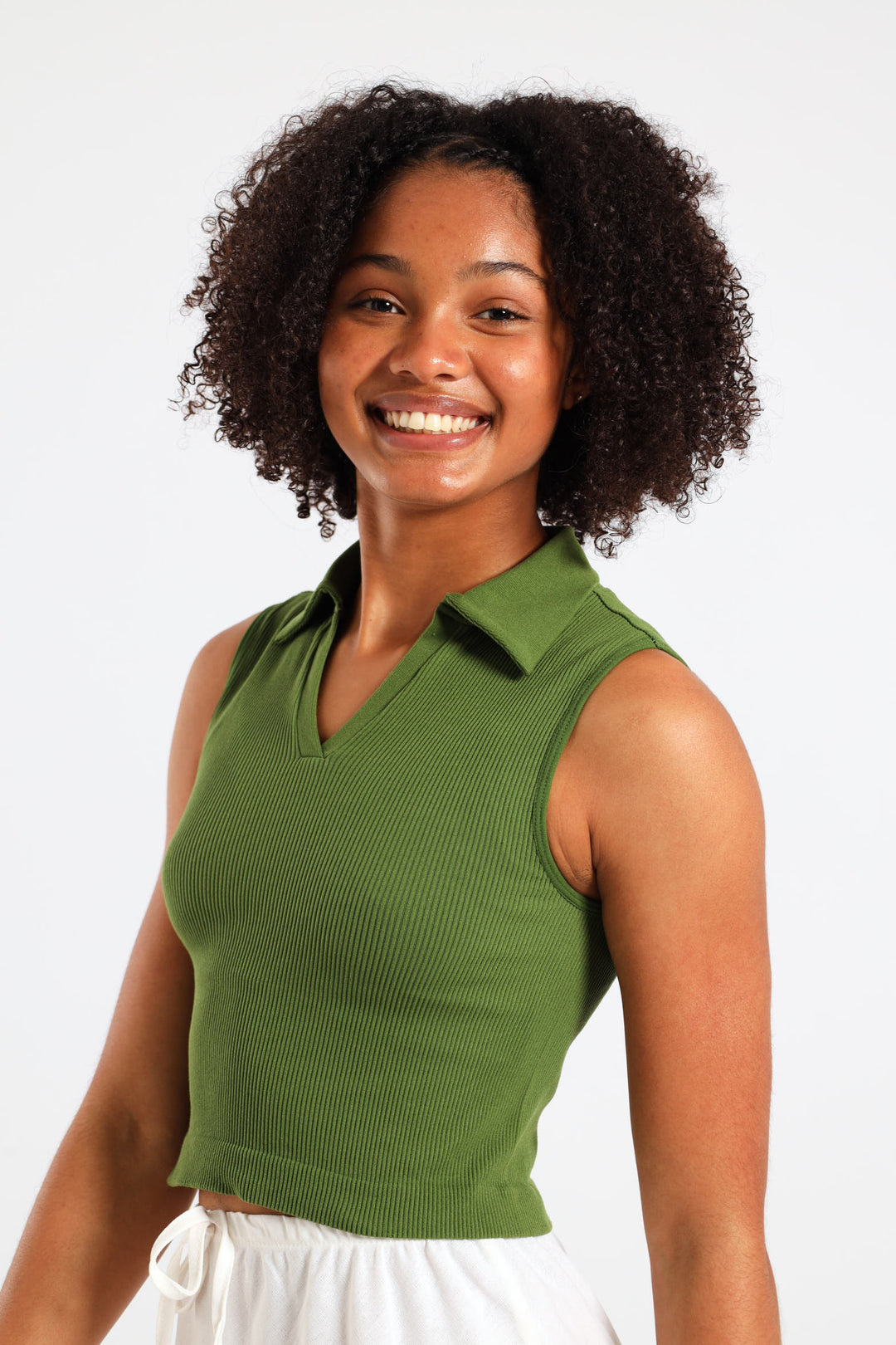 Girls Seamless Johnny Collar - Fatigue