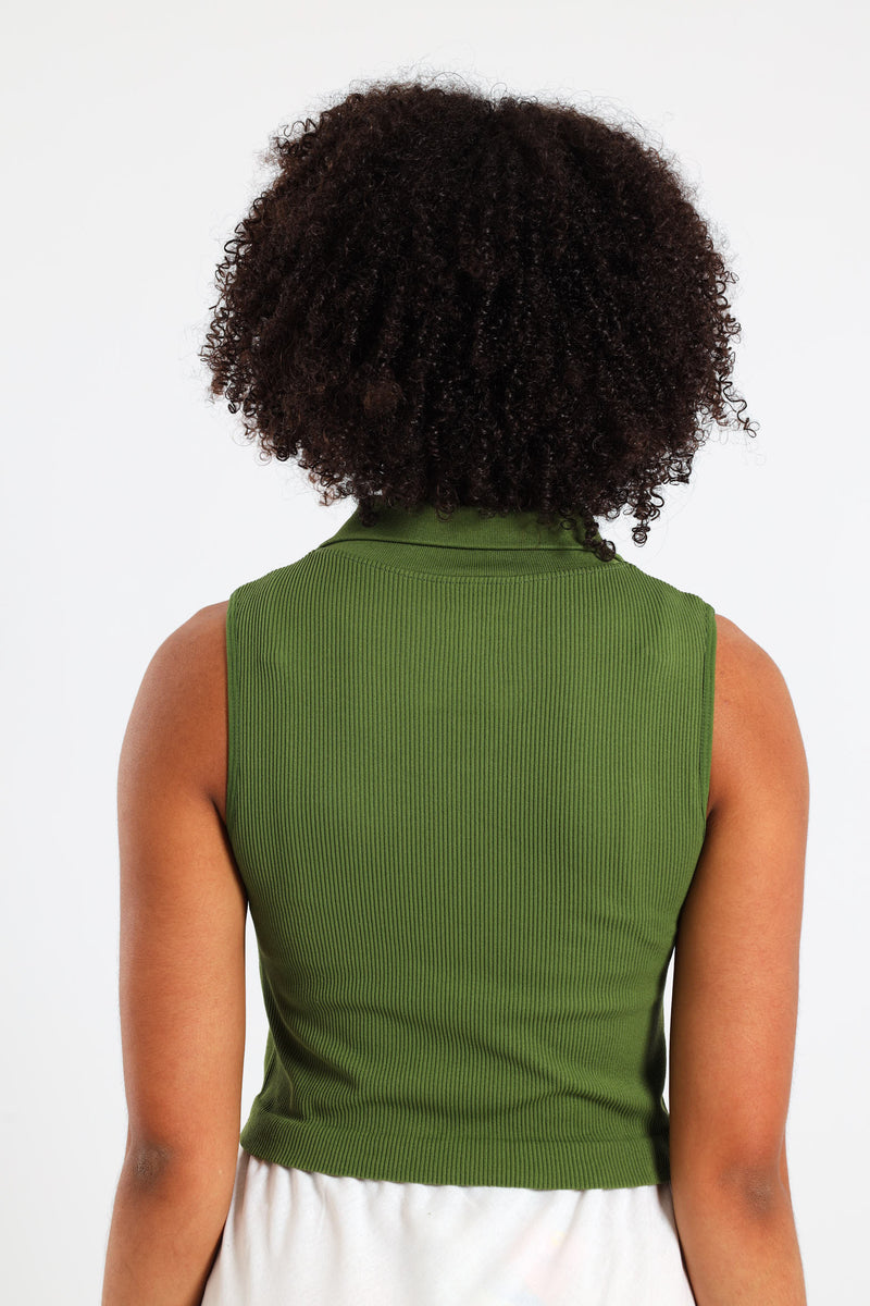 Girls Seamless Johnny Collar - Fatigue