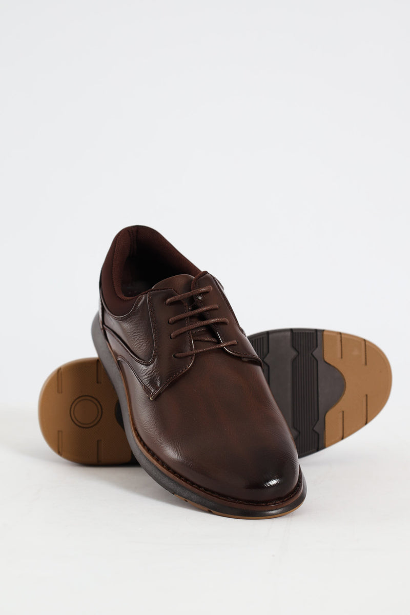 Padded Collar Smart Casual Shoe - Brown