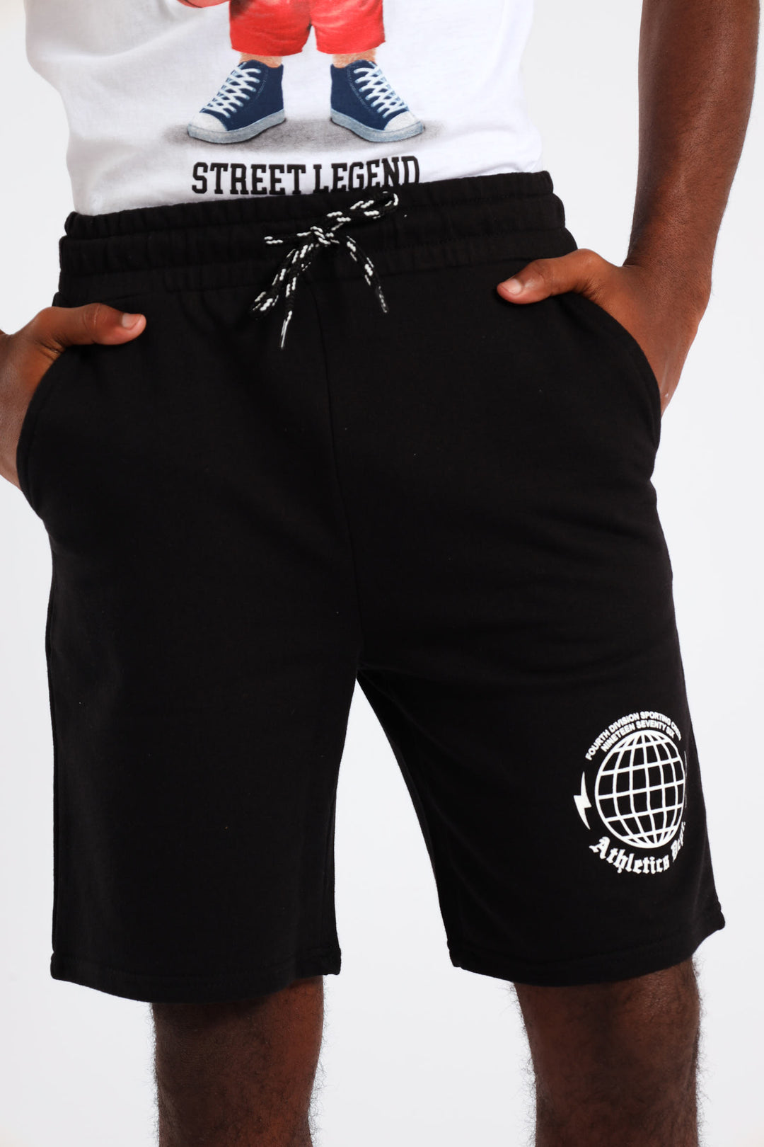 Boys Fleece Printed Short - Black