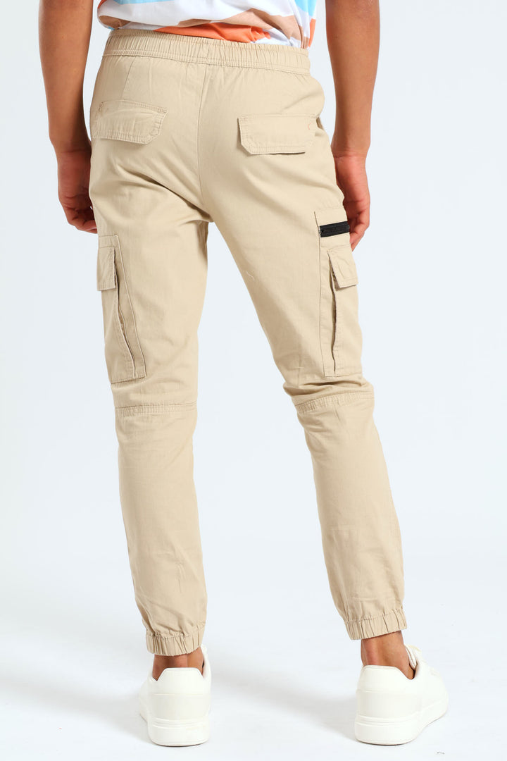 Boys Parachute Zip Pants - Light Stone