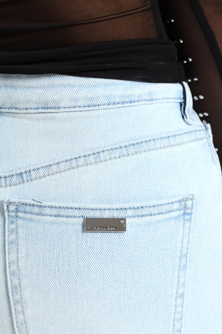 High Waist Wide Leg Jeans - Light Blue