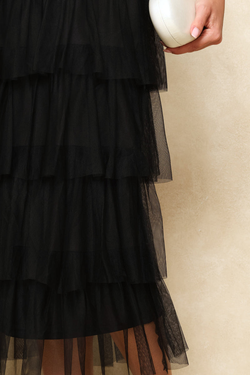 Multi Tiered Rara Maxi Skirt - Black