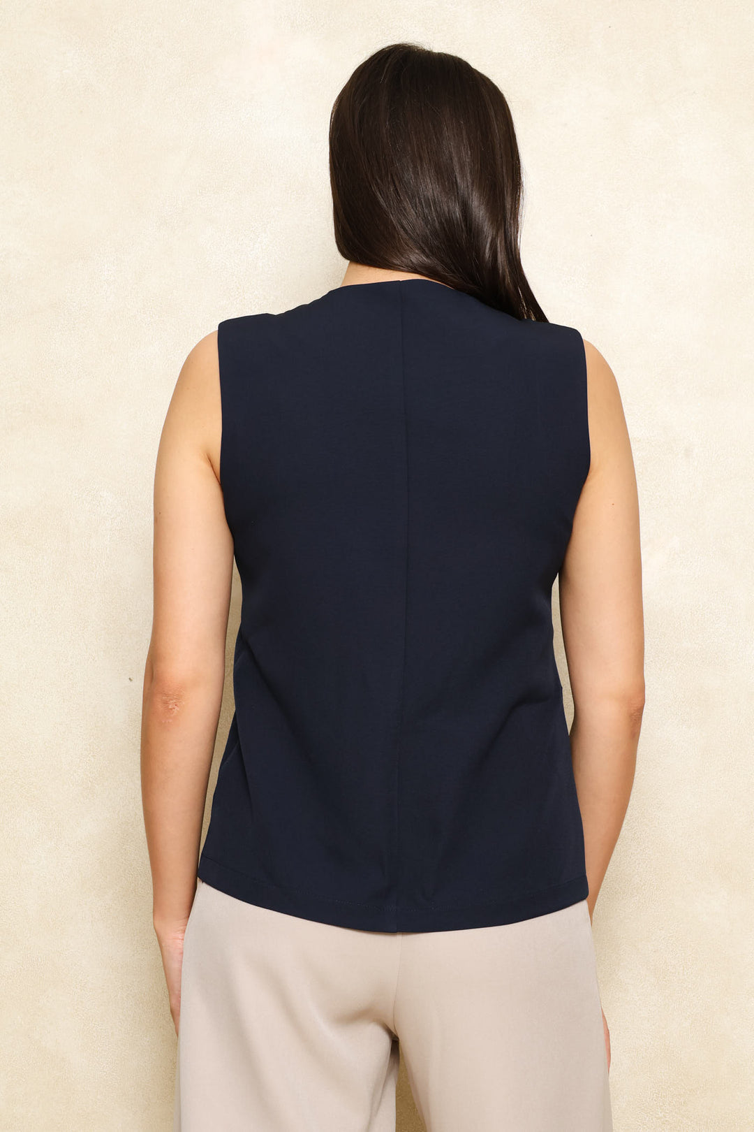 V-Neck Fancy Button Waistcoat - Dark Navy
