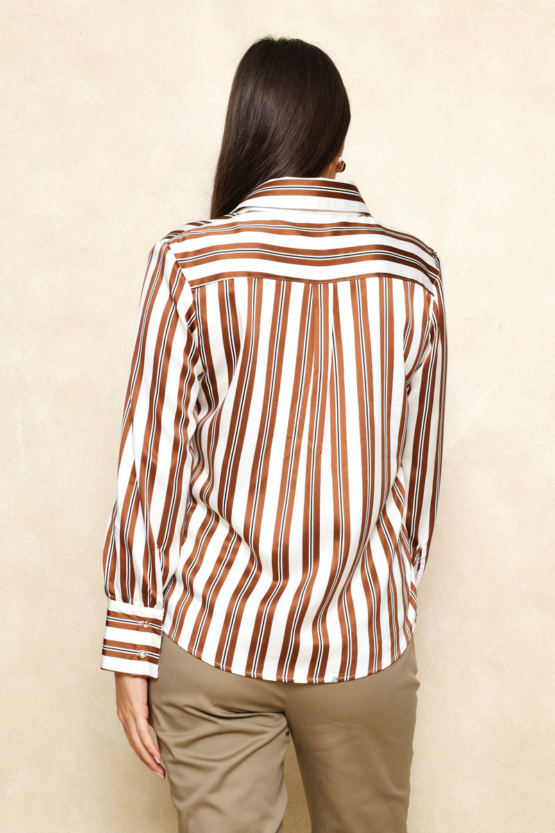 Stripe Satin Shirt - Cream