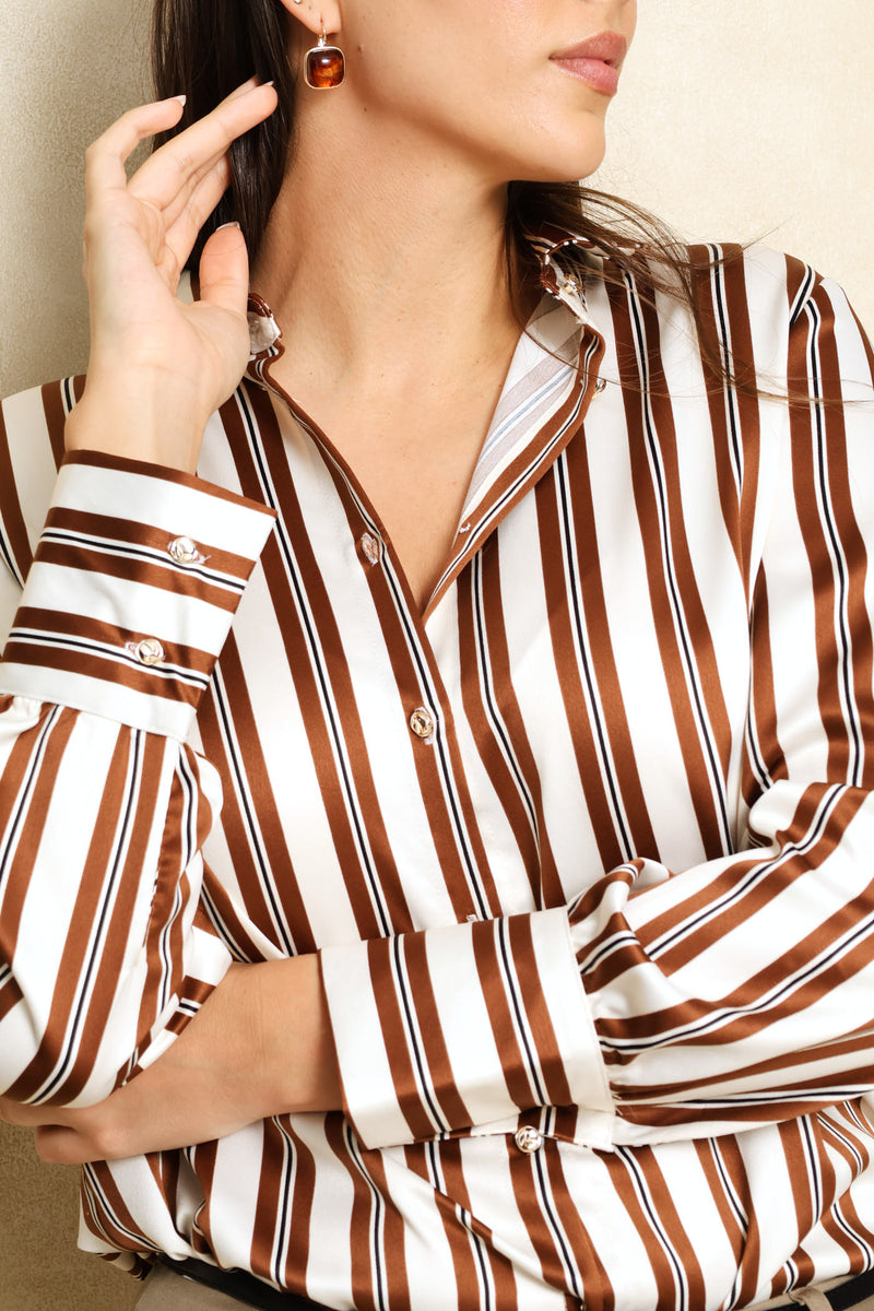 Stripe Satin Shirt - Cream