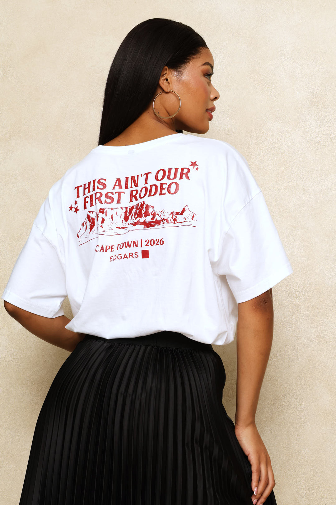 Oversized Rowdy Cowgirl Tee - White