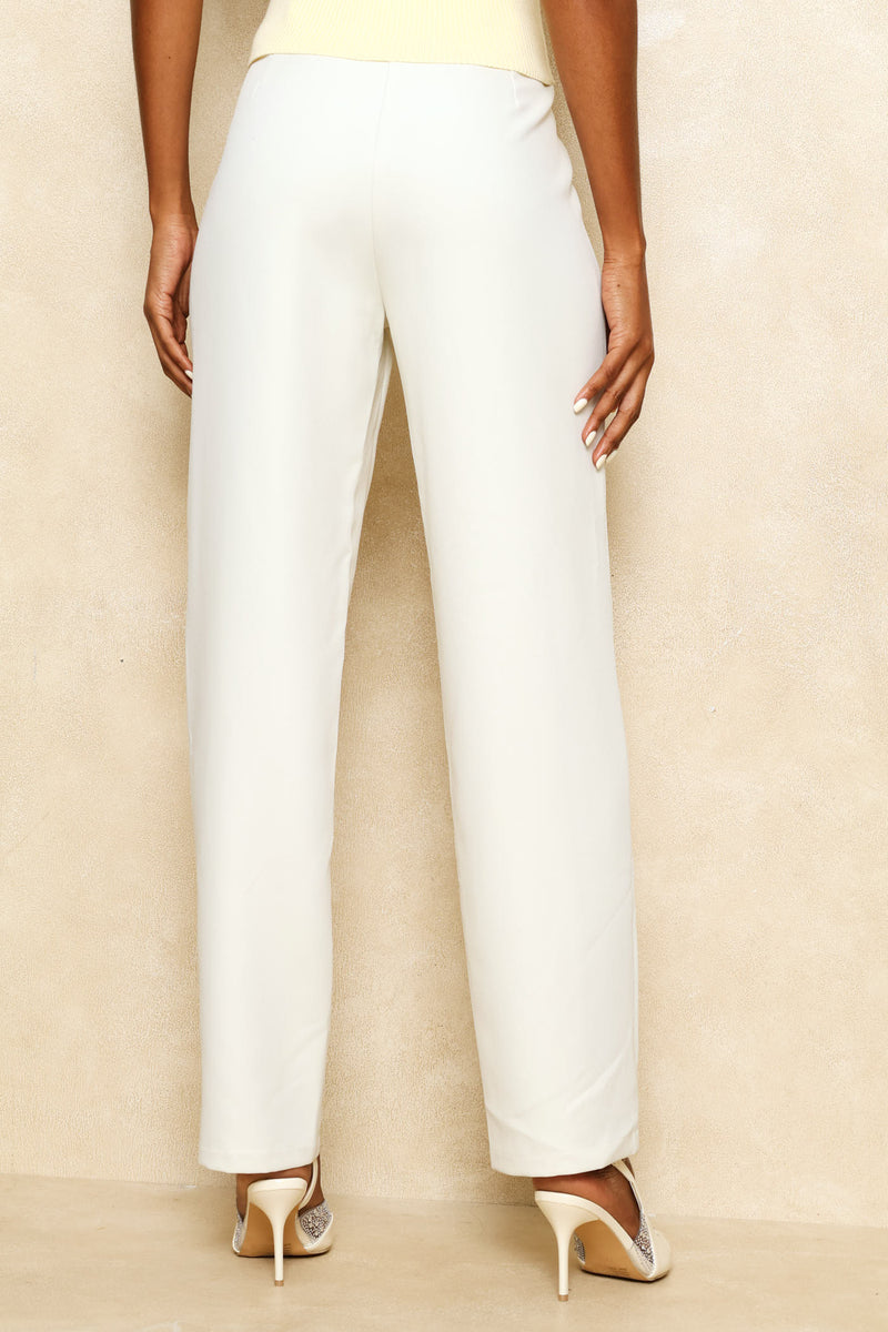 Pintuck Tapered Leg Pant - Cream