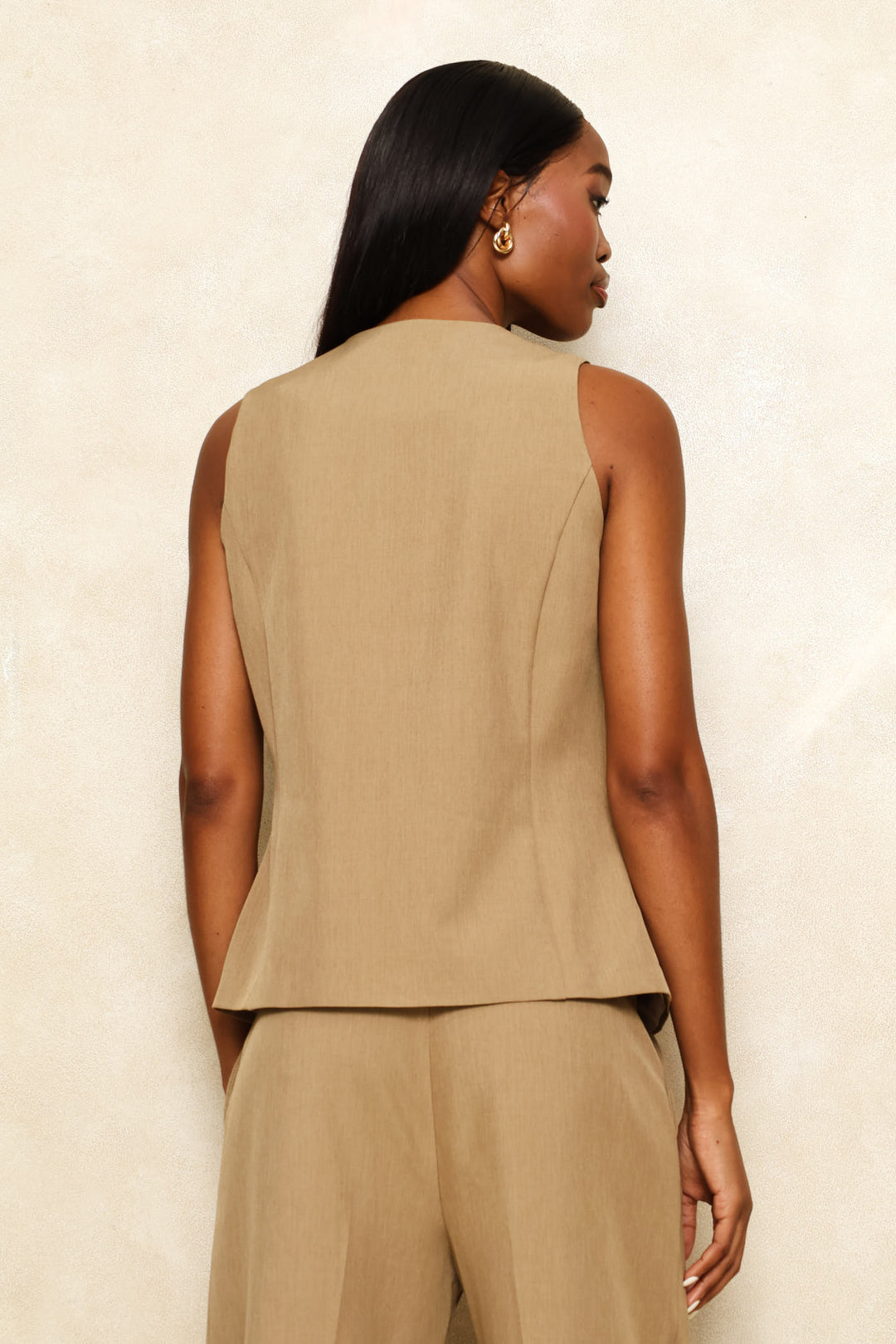 Sqaure Neck Waistcoat - Taupe