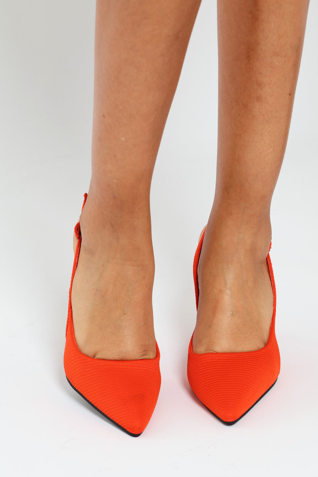 Pointy Sling Back Kitten Heel - Orange