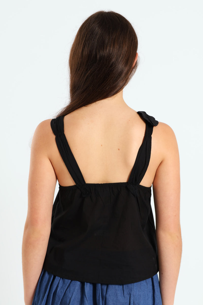 Girls Voile Lined Top - Black