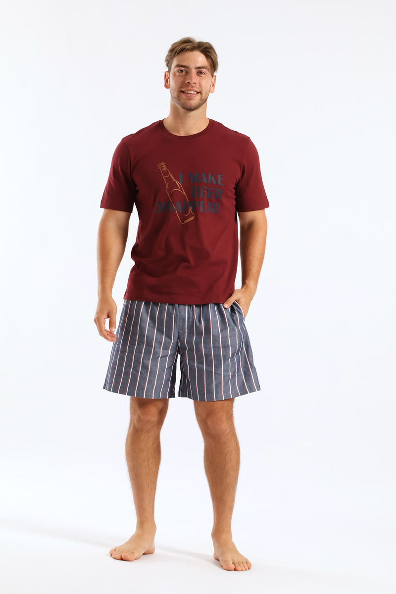 Beer Disappear Slogan Tee - Burgundy