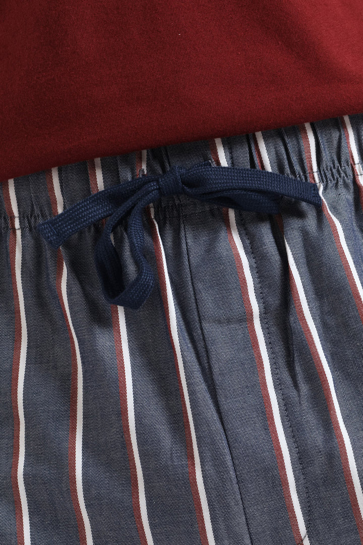 Stripe Woven Shorts - Navy/Burgundy/White