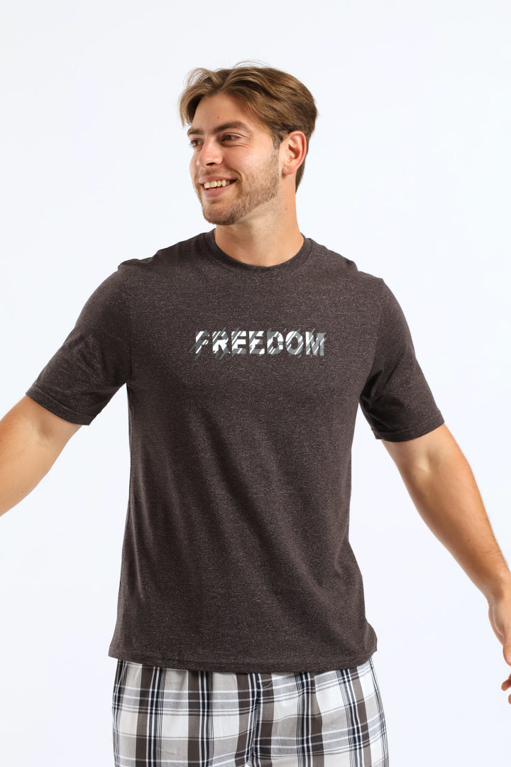 "Freedom" Pyjama Tee - Charcoal