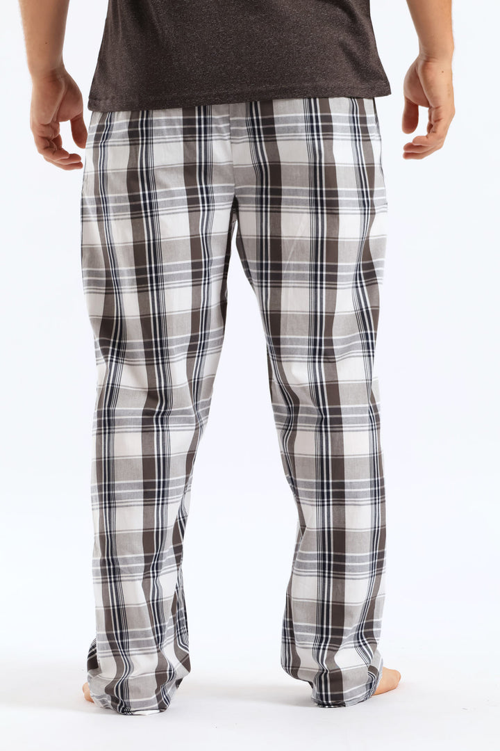 Check Woven Long Pyjama Pants - Charcoal