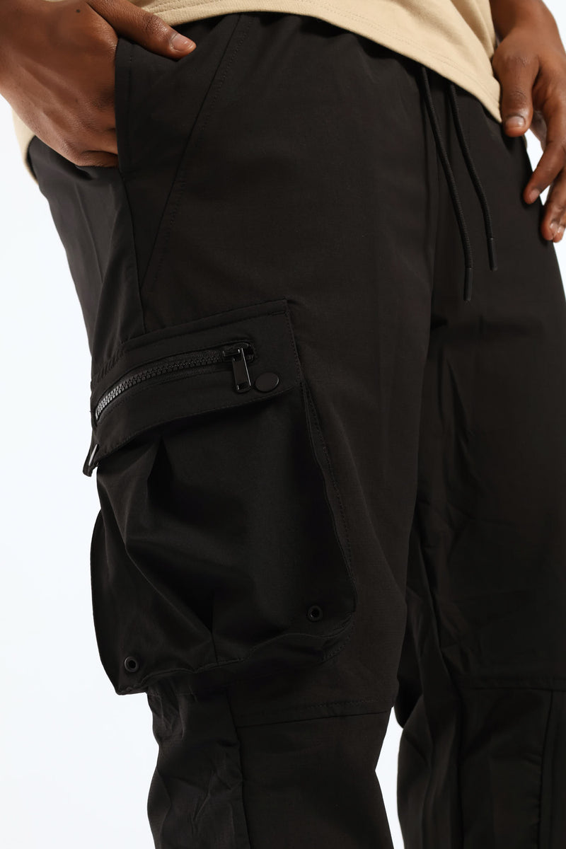 Nylon Multi Pocket Jogger - Black