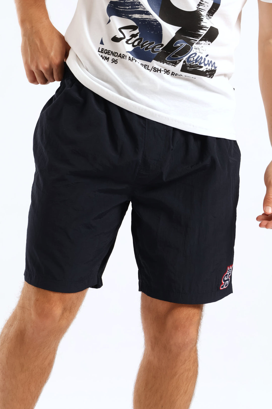 Crown Applique Swim Short - Navy