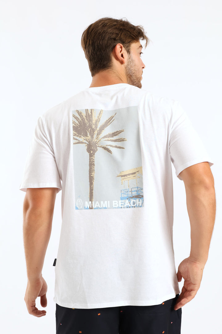 Playas De Miami Front & Back Tee - White